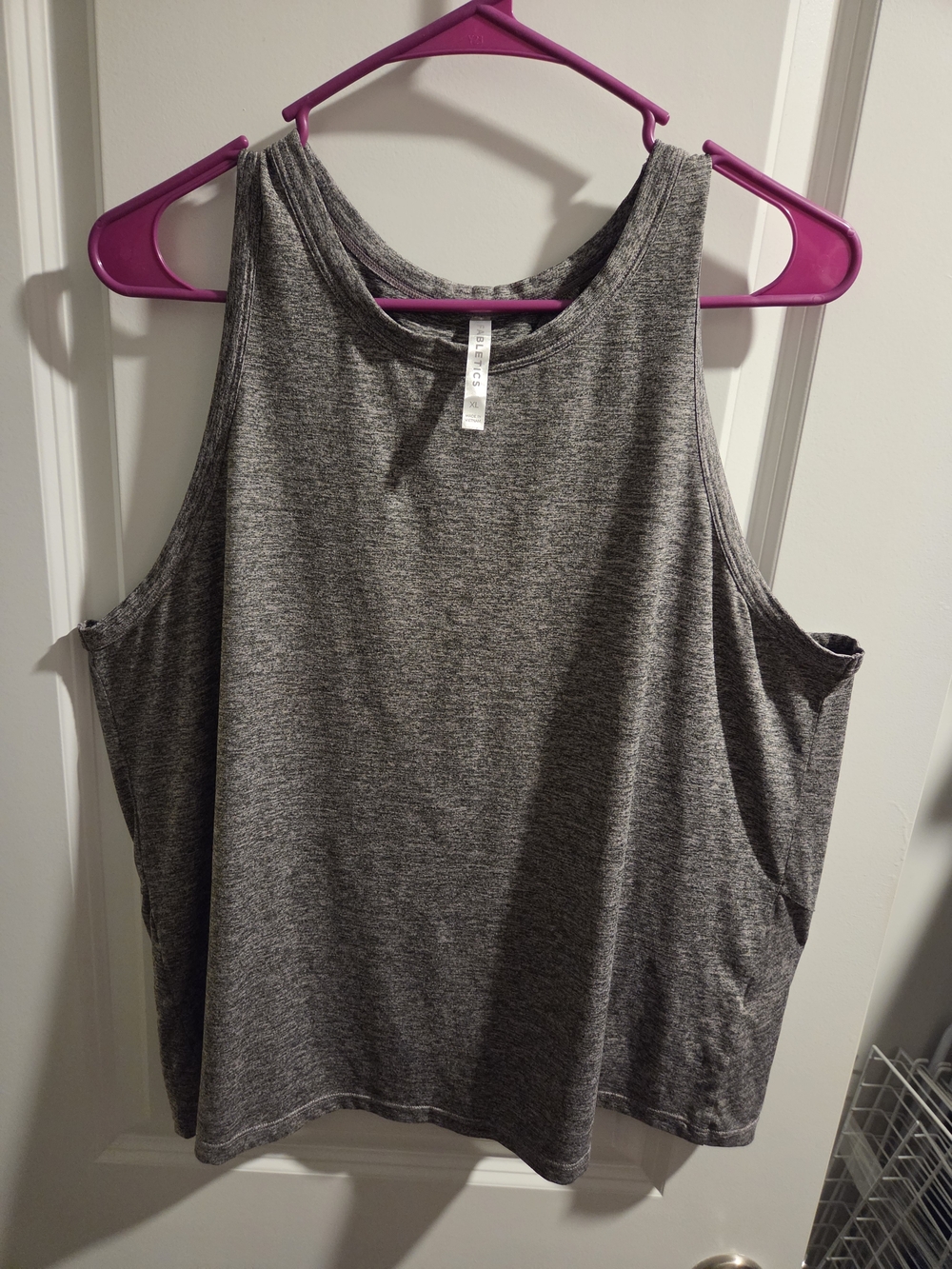 Fabletics XL Gray Heathered Open Back Tank Top